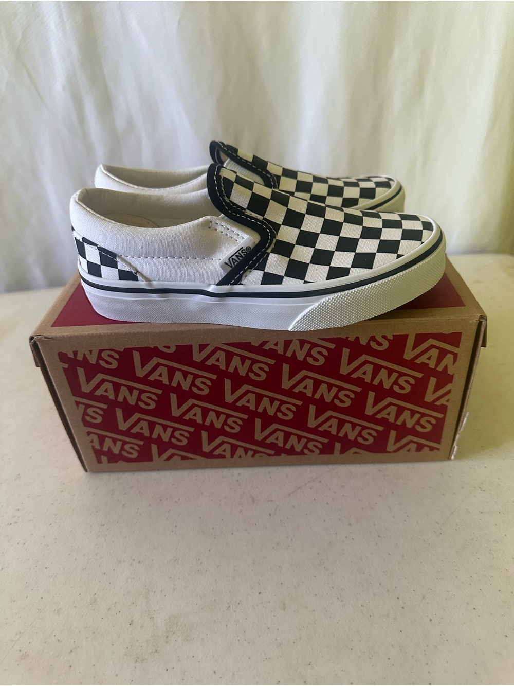 Vans Classic Slip-On Checkerboard Black White Toddler 12 New Box